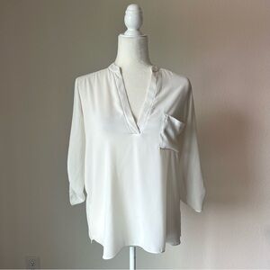 Lush ‘Perfect’ Roll Tab Sleeve Blouse - White